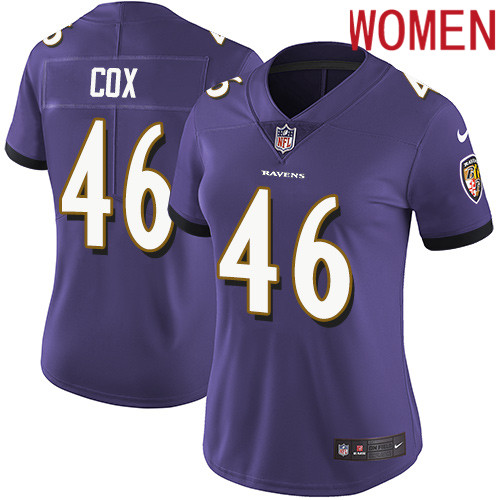 2019 Women Baltimore Ravens 46 Cox purple Nike Vapor Untouchable Limited NFL Jersey